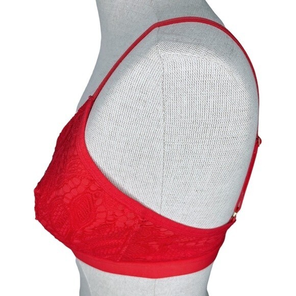 Lively | Busty Bralette * sz 1 * Palm Lace Tomato Red Comfy Wire Free Wireless - Picture 4 of 7